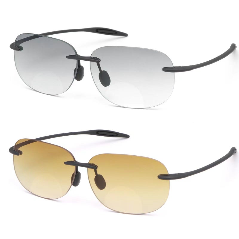 PEEPAI 2 Pairs Rimless Bifocal Reading Sunglasses Anti Blue Light UV400 Protection Sport Sunglasses Far and Near Dual Use Classic Lightweight Vintage Eyewear for Men Women 1.0 - Image 1